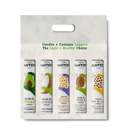 Gift package of 5X200 ml spray nutraceuticals: Avocado, Coconut, Toasted Sesame, Walnut and Flaxseed oils