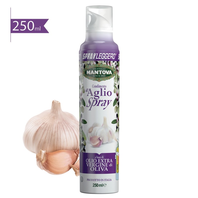 250 ml Condimento all'aglio spray a base di Olio Extra Vergine di Oliva - fronte